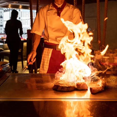 Cooking of beef teppanyaki recipe