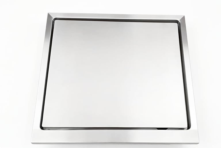 Empty white touchscreen or control panel with dark frame and beveled edges