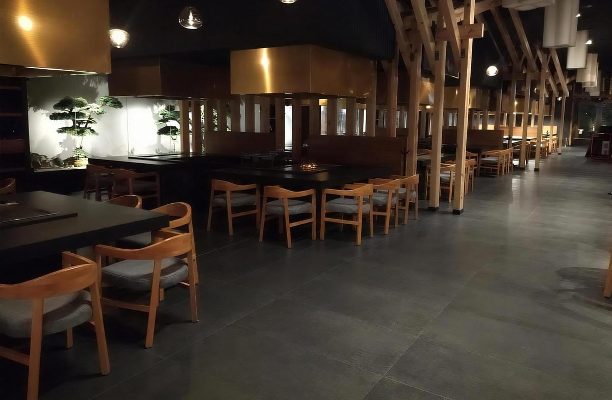 Modern restaurant interior at night