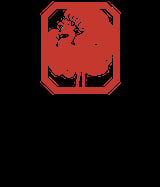 Red octagonal badge